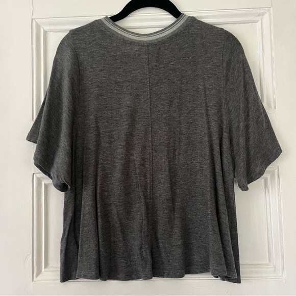 Velvet By Graham and Spencer Metallic Stripe Round Neck Tee Gray Small - Picture 7 of 13